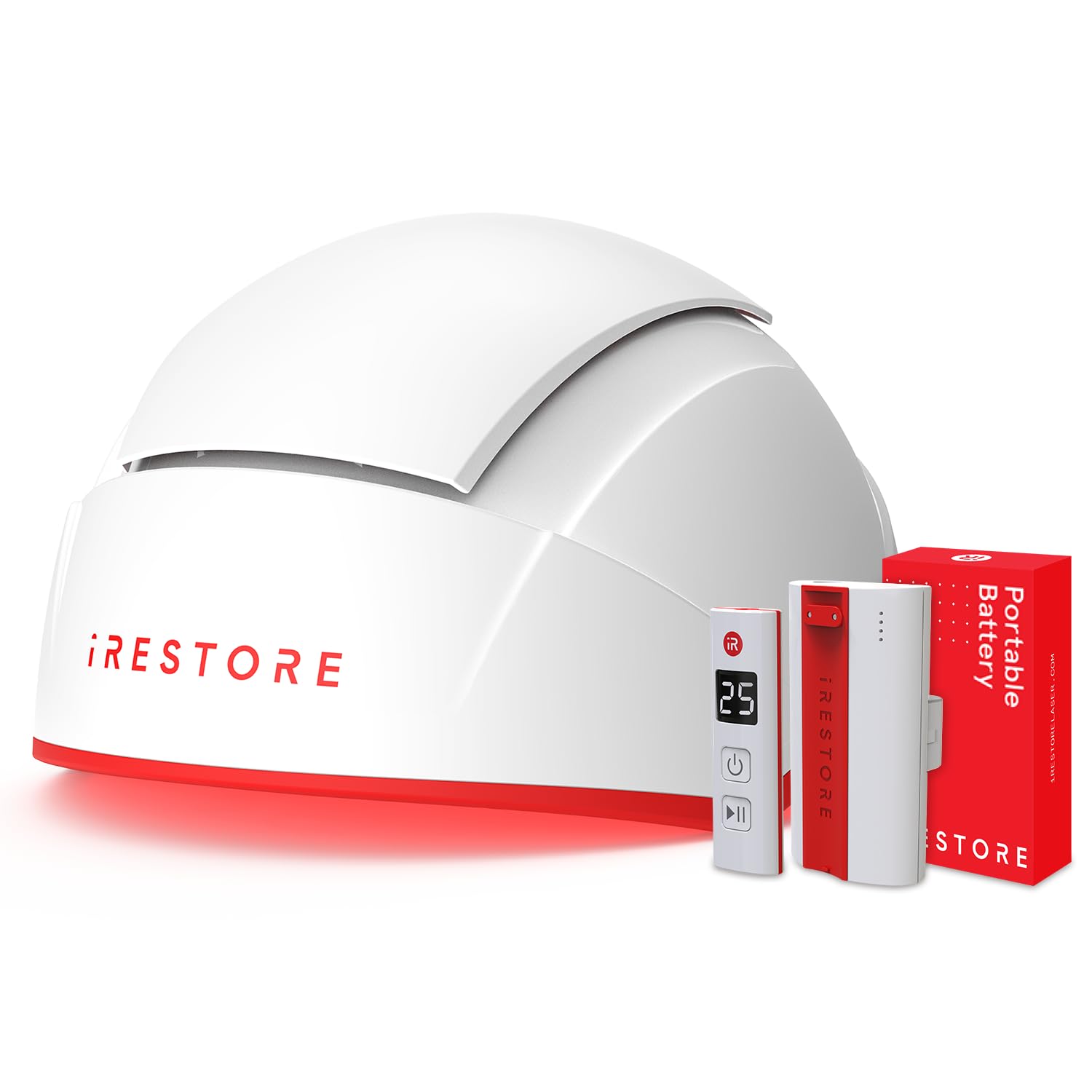 iRestore Professional laser red light therapy cap with rechargeable battery pack